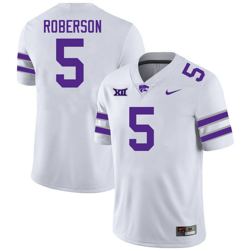 Kansas State Wildcats #5 Ta'Quan Roberson College Football Jerseys Stitched-White